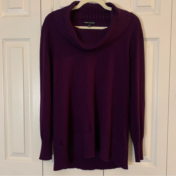 Cable & Gage Purple Long Sleeve Cowl Neck Sweater Size L - Picture 2 of 8